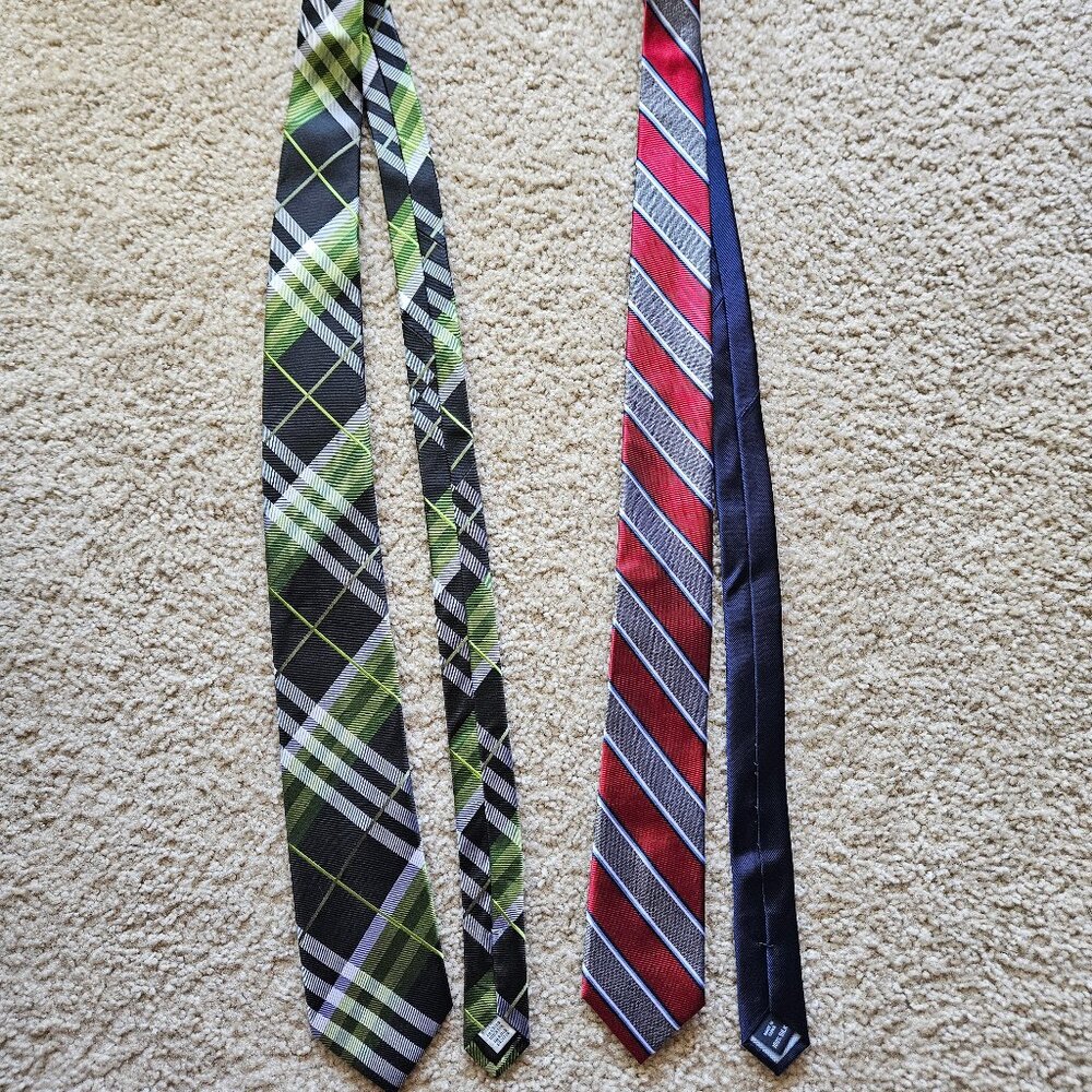 Tommy Hilfiger Red Blue & Geoffrey Beene 100% Silk Tie Bundle